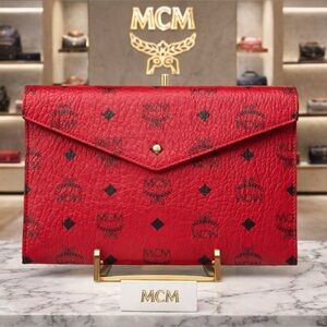 New RED MCM Women's snap envelope Clutch